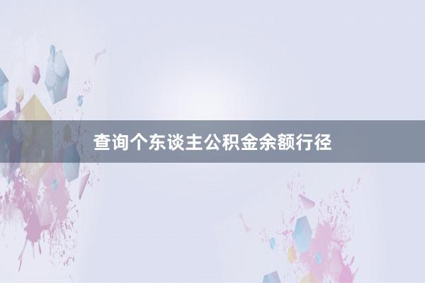 查询个东谈主公积金余额行径